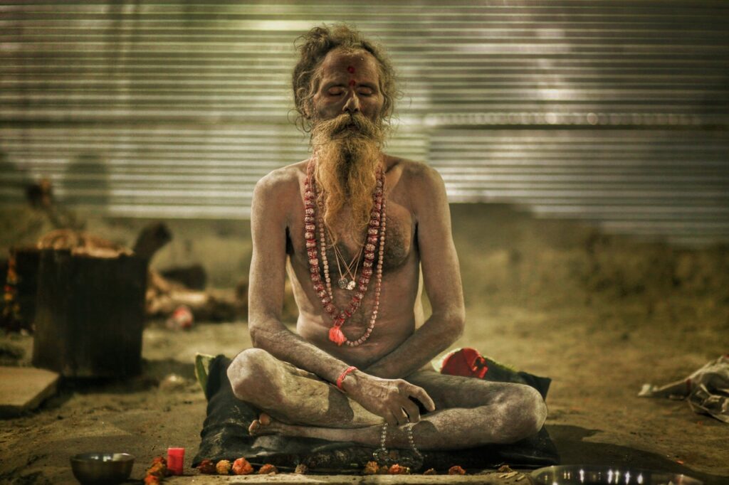 Naga Sadhu in Samadhi at Kumbh Mela