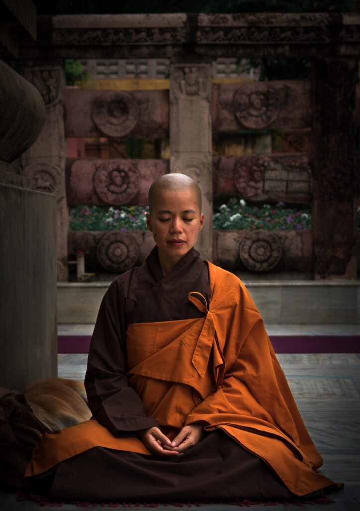 Female monk in meditation for Kundalini Yoga