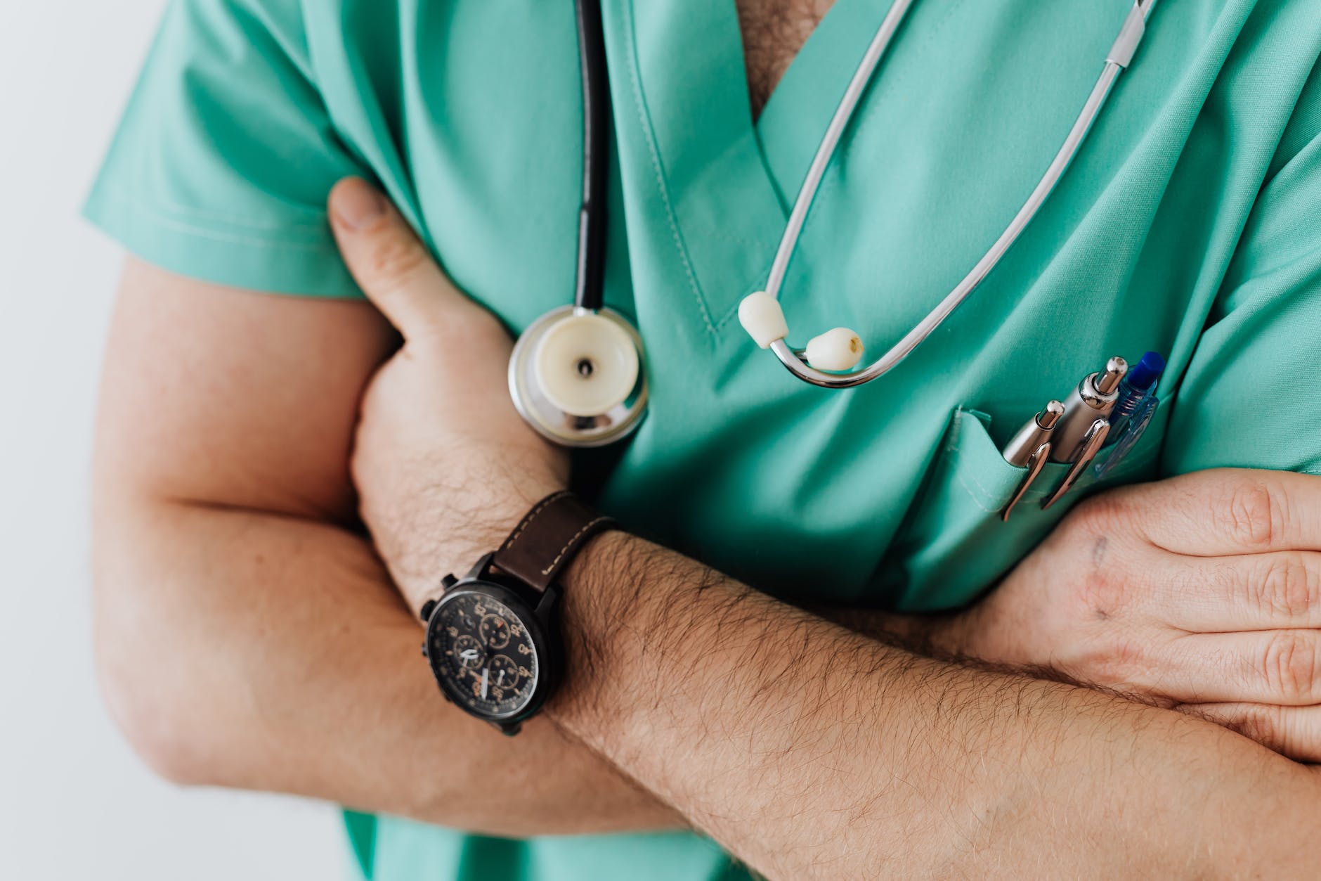 crop doctor with stethoscope in hospital, a mental health expert.