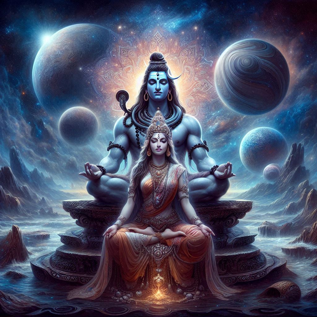 Meditating Shiva and Mahavidyas