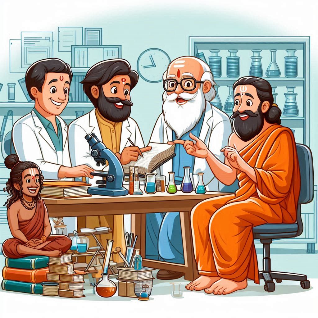 Rishis and scientist doing research