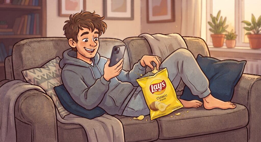 Man eating lays 